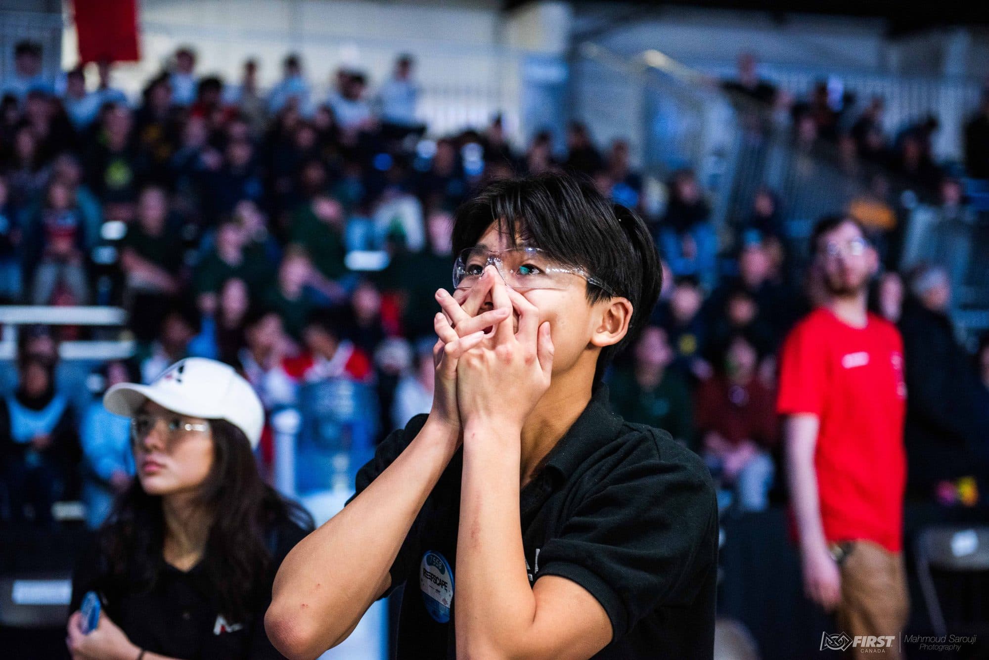 Team members reacting to a match result