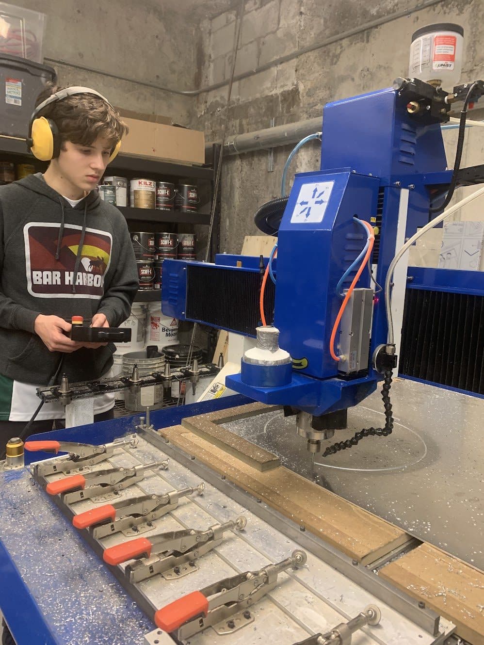 The team's CNC router cutting a part